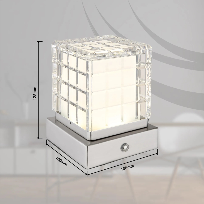Globo - LED ljusreglerad bordslampa touch LED/2,5W/3,7V 2700K/4000K/6500K 1800 mAh USB matt krom