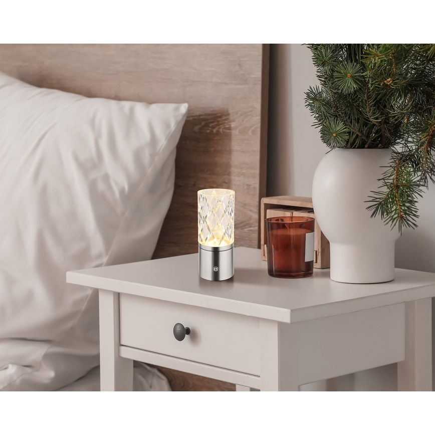 Globo - LED ljusreglerad bordslampa touch LED/2,5W/3,7V 2700K/4000K/6500K 1800 mAh USB matt krom