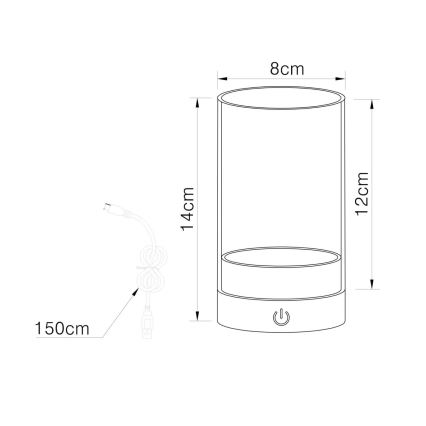 Globo - LED Utomhus ljusreglerad uppladdningsbar beröring bordslampa LED/2W/3,7V 2700/4000/6500K 1200mAh IP44 beige