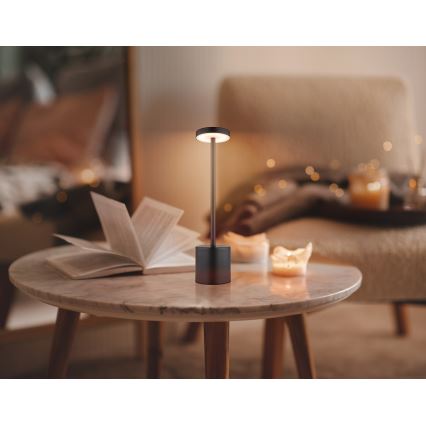Globo - LED ljusreglerad bordslampa touch LED/1,2W/3,7V 2000K/3500K/7000K 1200 mAh USB svart