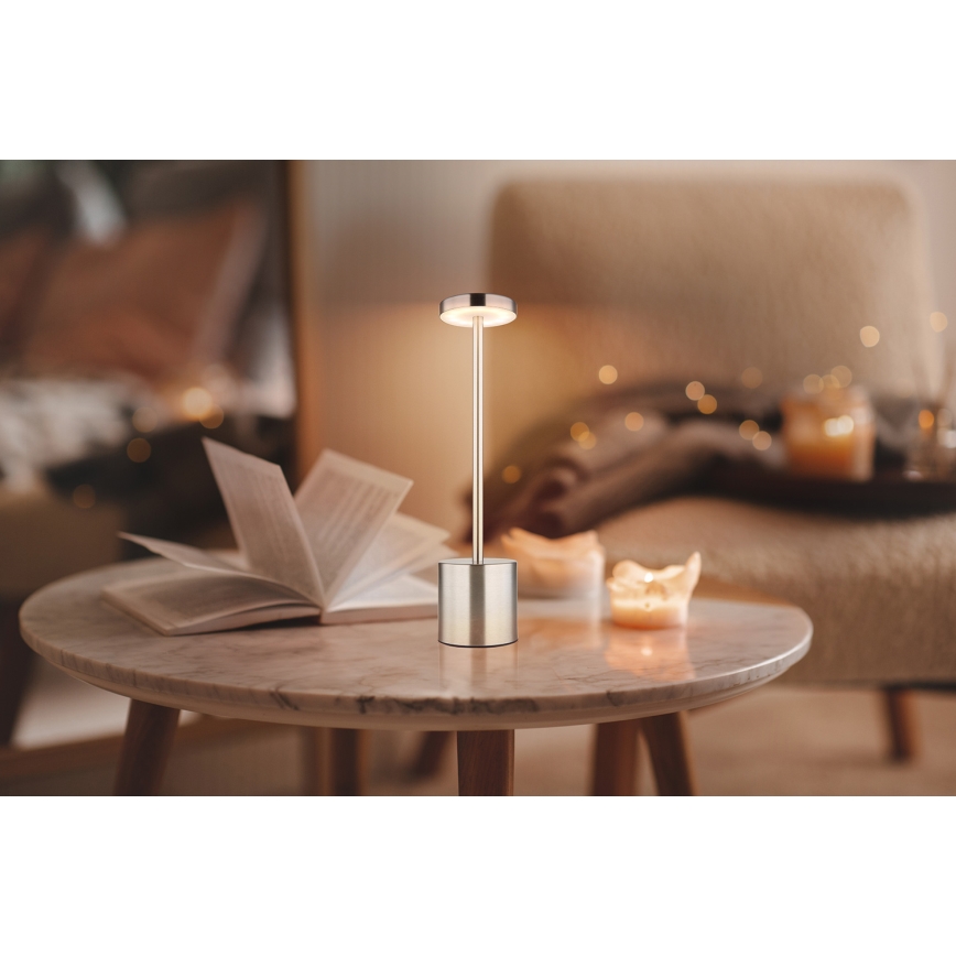 Globo - LED ljusreglerad bordslampa touch LED/1,2W/3,7V 2000K/3500K/7000K 1200 mAh USB matt krom