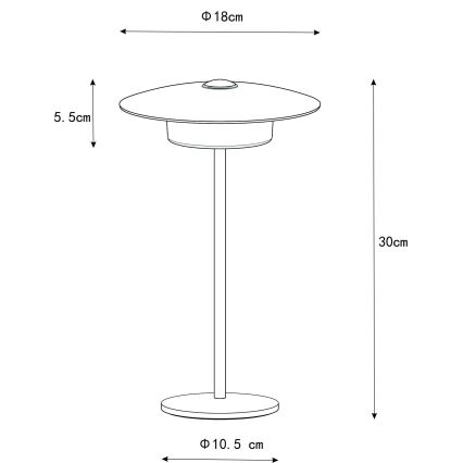 Globo - LED Utomhus uppladdningsbar beröring bordslampa LED/3W/3,7V 1800/2700/3000K IP44 1800 mAh grå