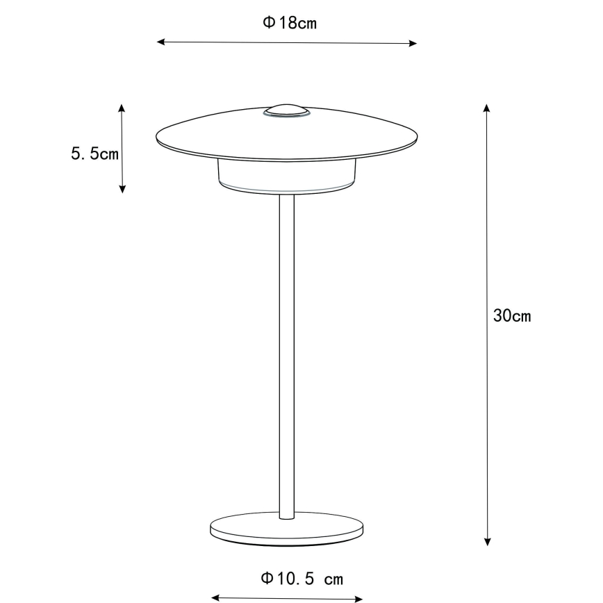 Globo - LED Utomhus uppladdningsbar beröring bordslampa LED/3W/3,7V 1800/2700/3000K IP44 1800 mAh svart