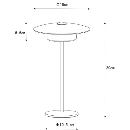 Globo - LED Utomhus uppladdningsbar beröring bordslampa LED/3W/3,7V 1800/2700/3000K IP44 1800 mAh vit