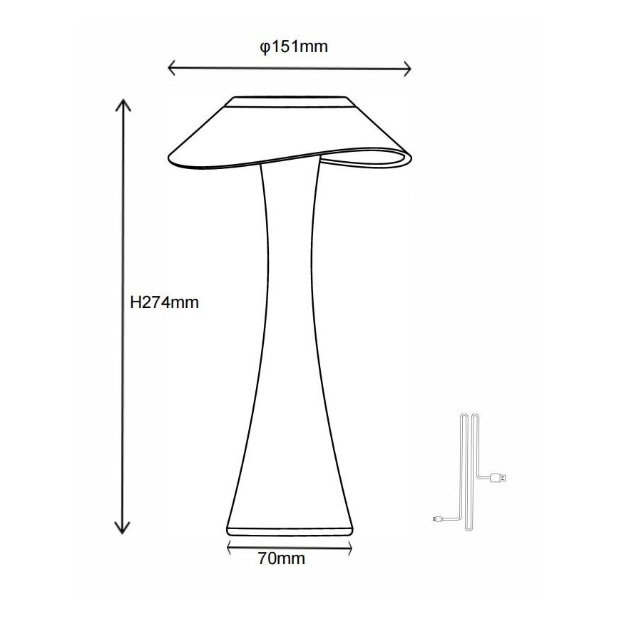 Globo - LED Ljusreglerad uppladdningsbar bordslampa LED/2,5W/3,7V 1200mAh 2700K/4500K/6500K guld