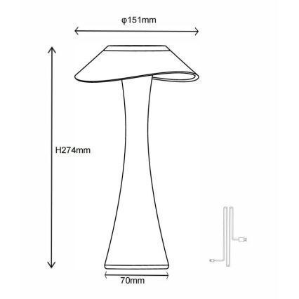 Globo - LED Ljusreglerad uppladdningsbar bordslampa LED/2,5W/3,7V 1200mAh 2700K/4500K/6500K svart