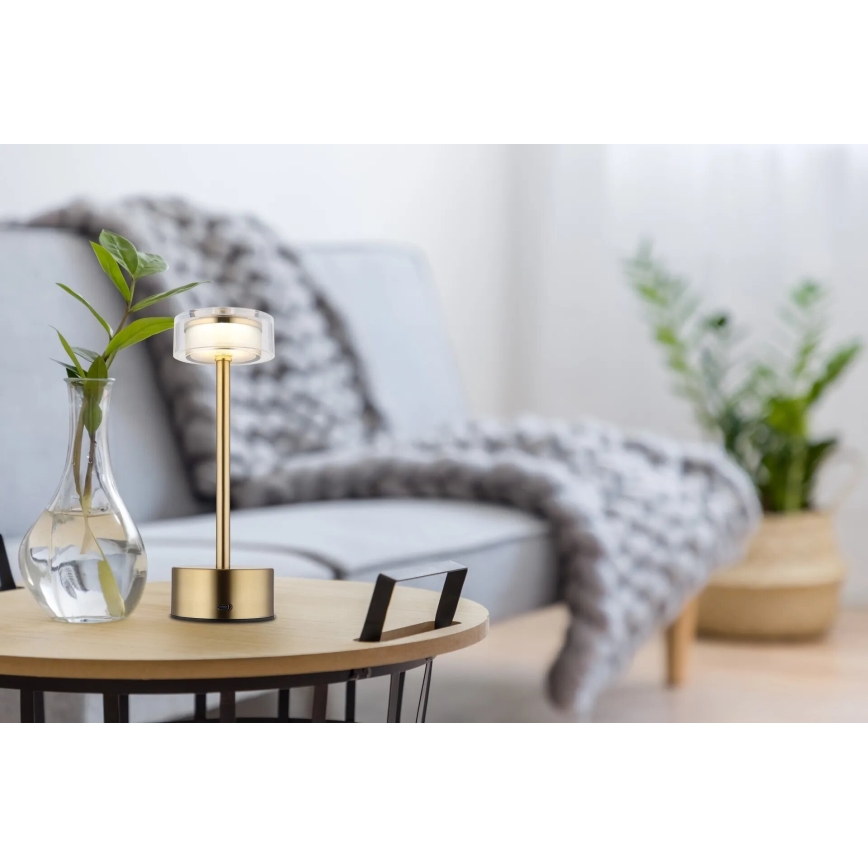 Globo - LED Dimbar uppladdningsbar touch bordslampa LED/2,5W/3,7V 2700/4000/6500K 1800mAh mässing