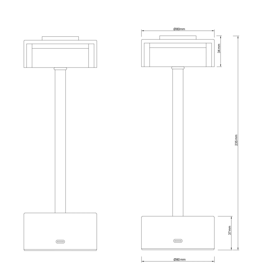 Globo - LED Dimbar uppladdningsbar touch bordslampa LED/2,5W/3,7V 2700/4000/6500K 1800mAh mässing