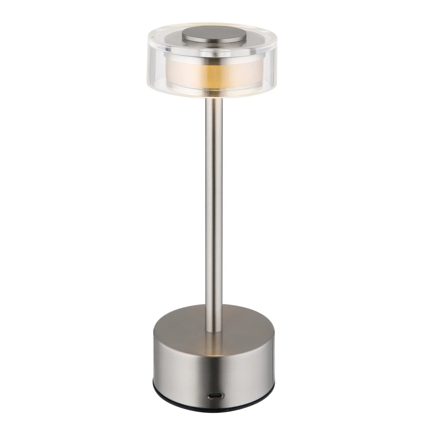 Globo - LED Dimbar uppladdningsbar touch bordslampa LED/2,5W/3,7V 2700/4000/6500K 1800mAh matt krom