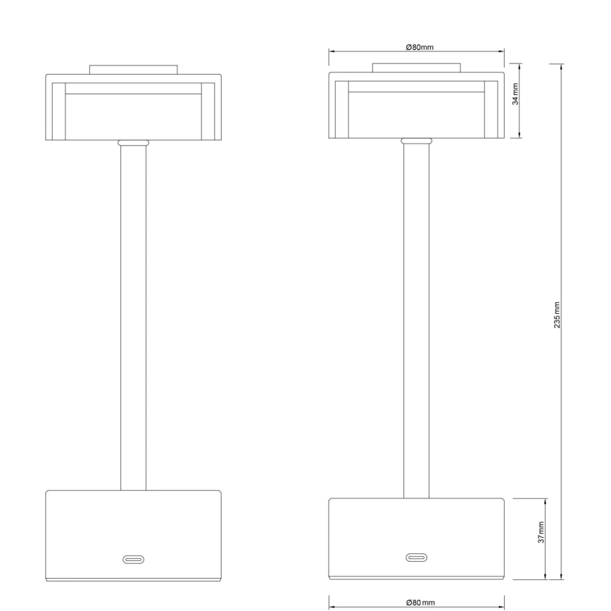 Globo - LED Dimbar uppladdningsbar touch bordslampa LED/2,5W/3,7V 2700/4000/6500K 1800mAh svart