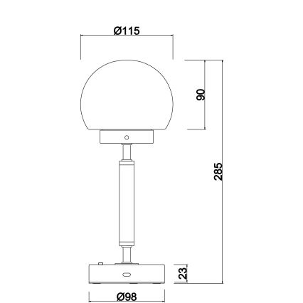 Globo - LED Dimbar uppladdningsbar touch bordslampa LED/2,5W/5V 1800mAh 2700/4000/6500K mässing