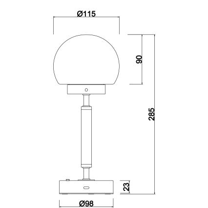 Globo - LED Dimbar uppladdningsbar touch bordslampa LED/2,5W/5V 1800mAh 2700/4000/6500K matt krom
