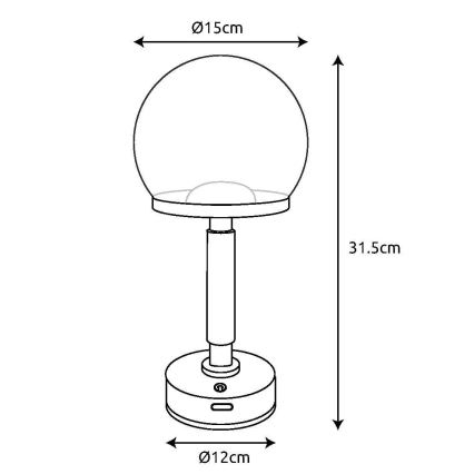 Globo - LED Dimbar uppladdningsbar touch bordslampa LED/2,5W/5V 1800mAh 2700/4000/6500K Roséguld