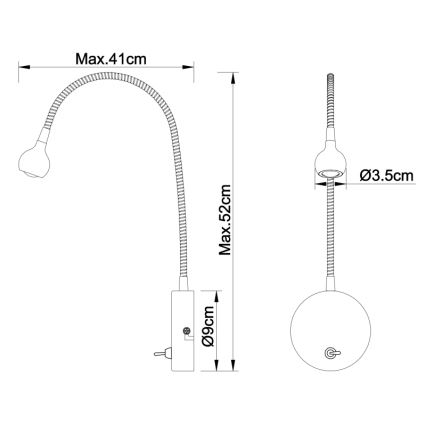 Globo - LED Flexibel små lampor LED/3W/230V skinande krom