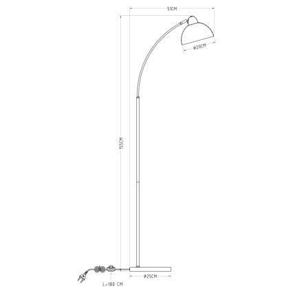 Globo 24703SR - Golvlampa ANITA 1xE27/40W/230V