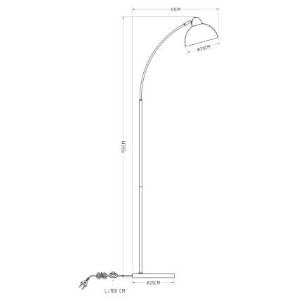Globo 24703SW - Golvlampa ANITA 1xE27/40W/230V