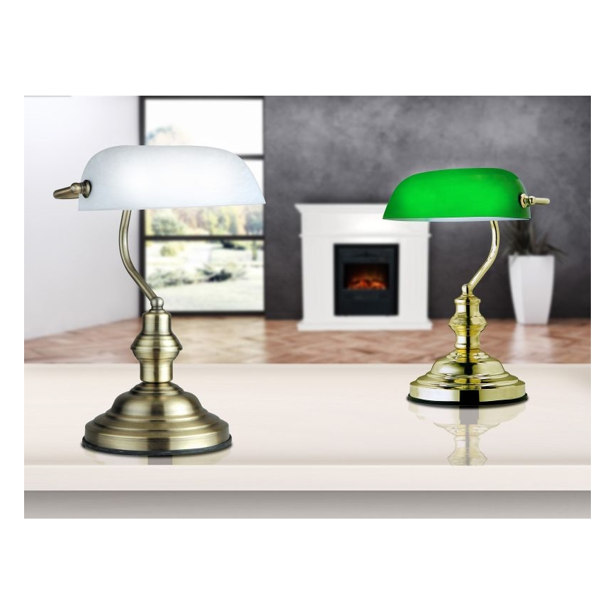 Globo 2491 - Bordslampa antik 1xE27/60W grön och guld
