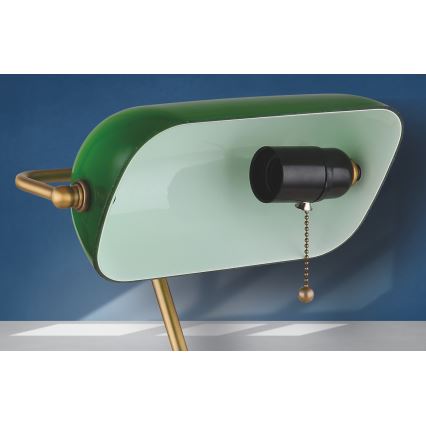 Globo 2491 - Bordslampa antik 1xE27/60W grön och guld