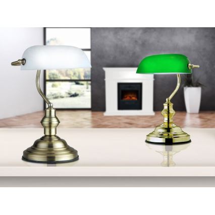 Globo 2492 - Bordslampa antik 1xE27/60W vit-patina