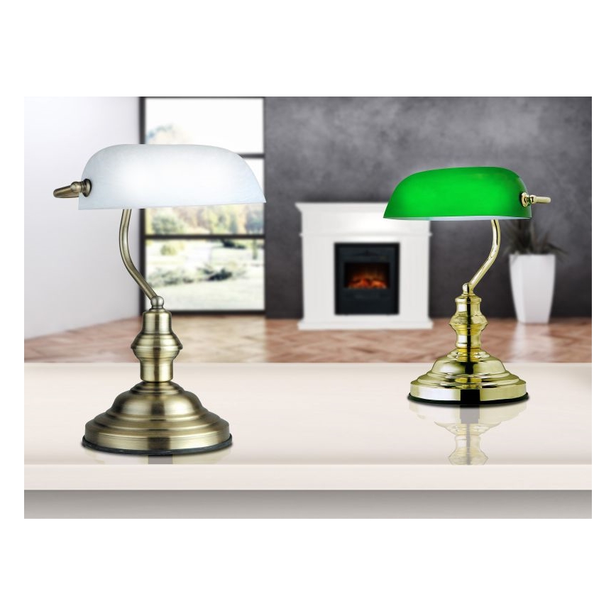 Globo 2492 - Bordslampa antik 1xE27/60W vit-patina