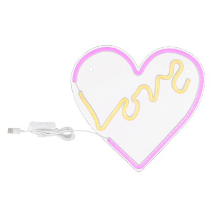 Globo - LED Neon väggdekoration LED/3W/USB hjärta