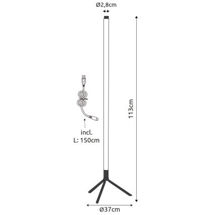Globo - LED RGB Dimbar golvlampa LED/7W/5V + fjärrkontroll