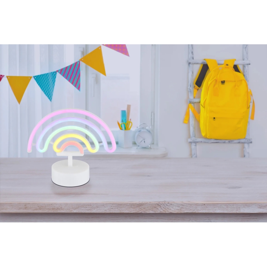 Globo - LED Neon bord dekoration LED/2W/3xAA regnbåge