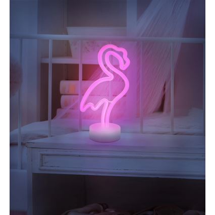 Globo - LED Neon bord dekoration LED/2W/3xAA flamingo