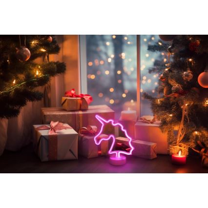 Globo - LED Neon bord dekoration LED/2W/3xAA enhörning