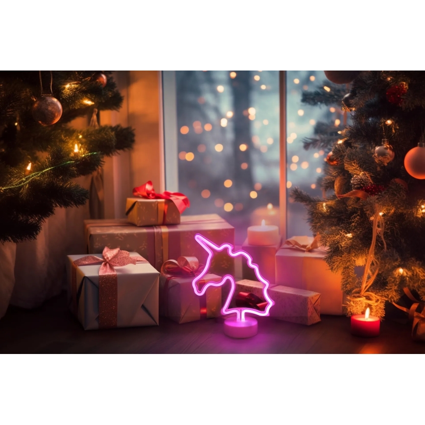 Globo - LED Neon bord dekoration LED/2W/3xAA enhörning
