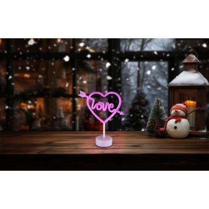 Globo - LED Neon bord dekoration LED/2W/3xAA hjärta