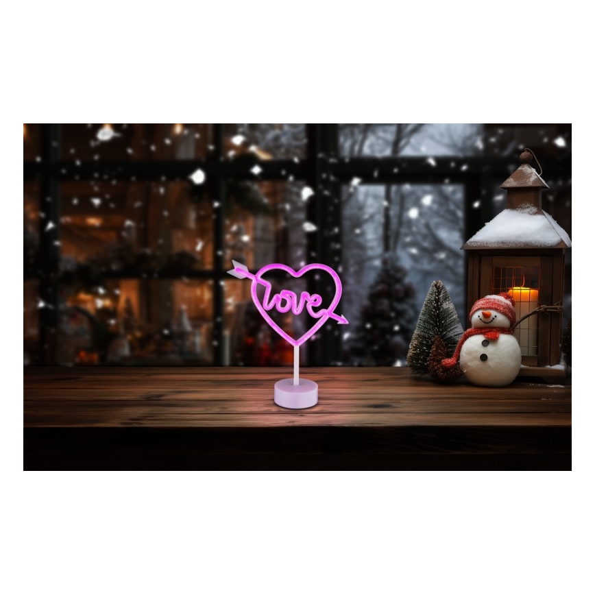 Globo - LED Neon bord dekoration LED/2W/3xAA hjärta
