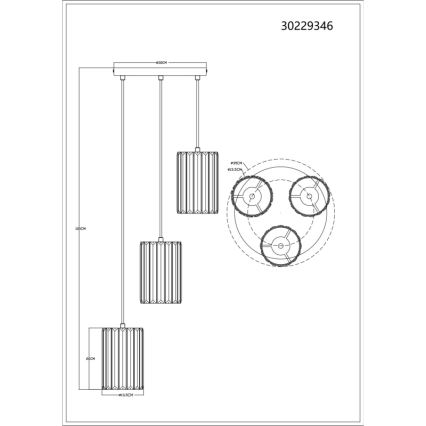 Globo - Ljuskrona med textilsladd 3xE27/60W/230V diameter 35 cm