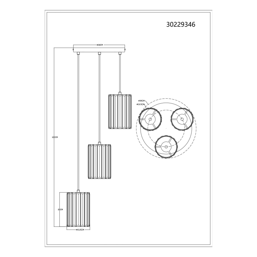 Globo - Ljuskrona med textilsladd 3xE27/60W/230V diameter 35 cm