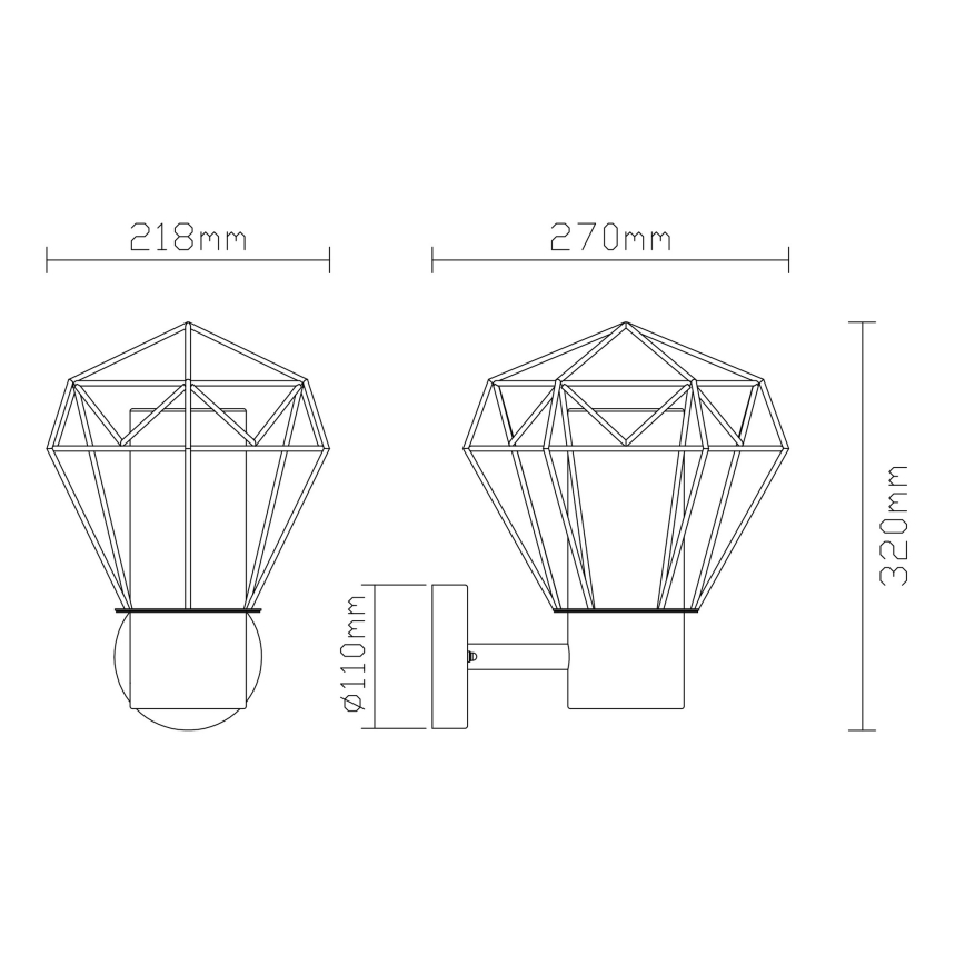 Globo 31355 - Utomhus Väggbelysning HORACE 1xE27/15W/230V IP44