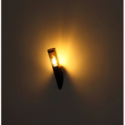 Globo - Vägglampa för utomhusbruk 1xE27/23W/230V IP44 svart/koppar
