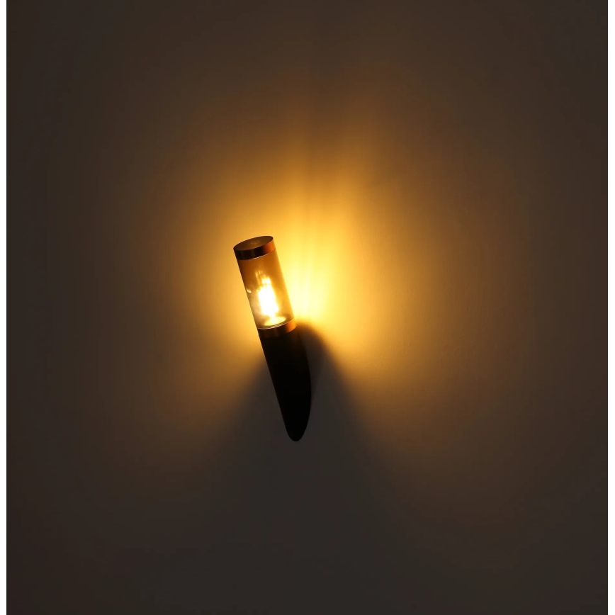 Globo - Vägglampa för utomhusbruk 1xE27/23W/230V IP44 svart/koppar