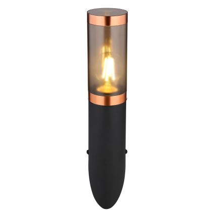 Globo - Vägglampa för utomhusbruk 1xE27/23W/230V IP44 svart/koppar