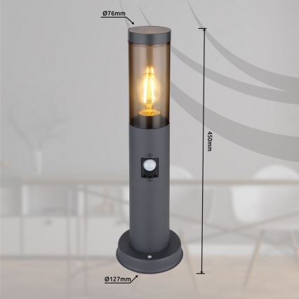 Globo - Lampa med sensor för utomhusbruk 1xE27/15W/230V 45 cm IP44