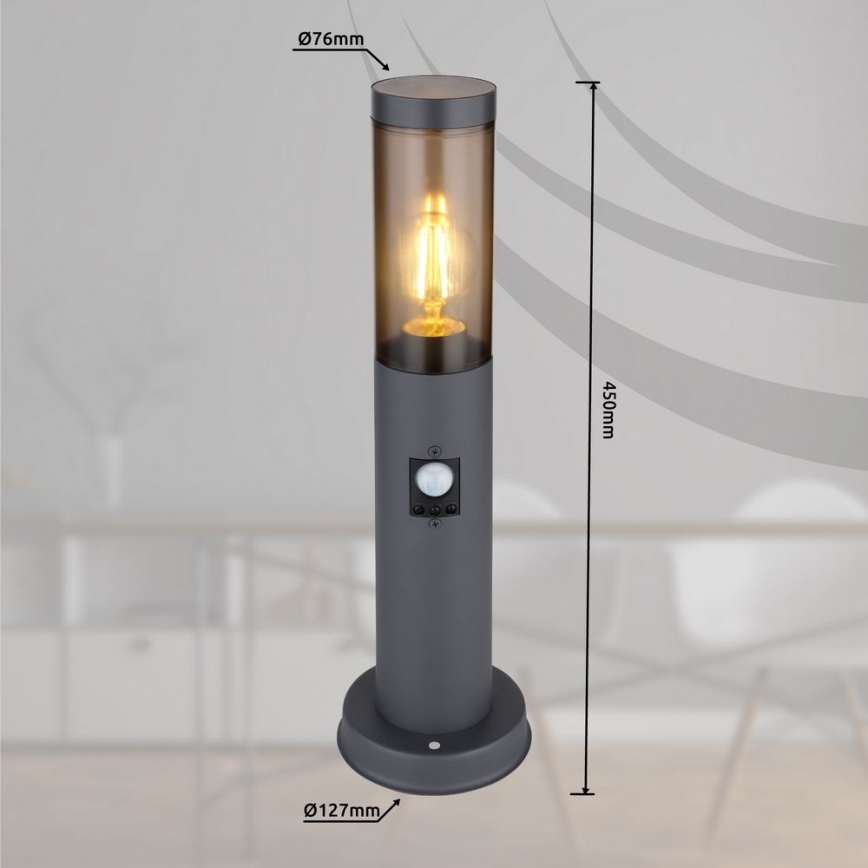 Globo - Lampa med sensor för utomhusbruk 1xE27/15W/230V 45 cm IP44