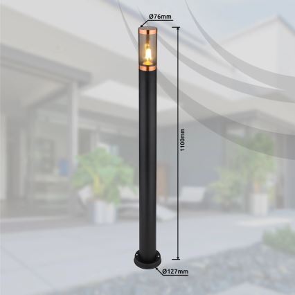 Globo - Utomhuslampa 1xE27/23W/230V IP44 110 cm svart/koppar