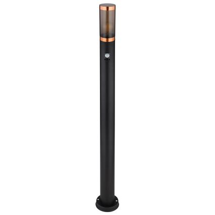 Globo - Lampa med sensor för utomhusbruk 1xE27/15W/230V IP44 110 cm svart/koppar