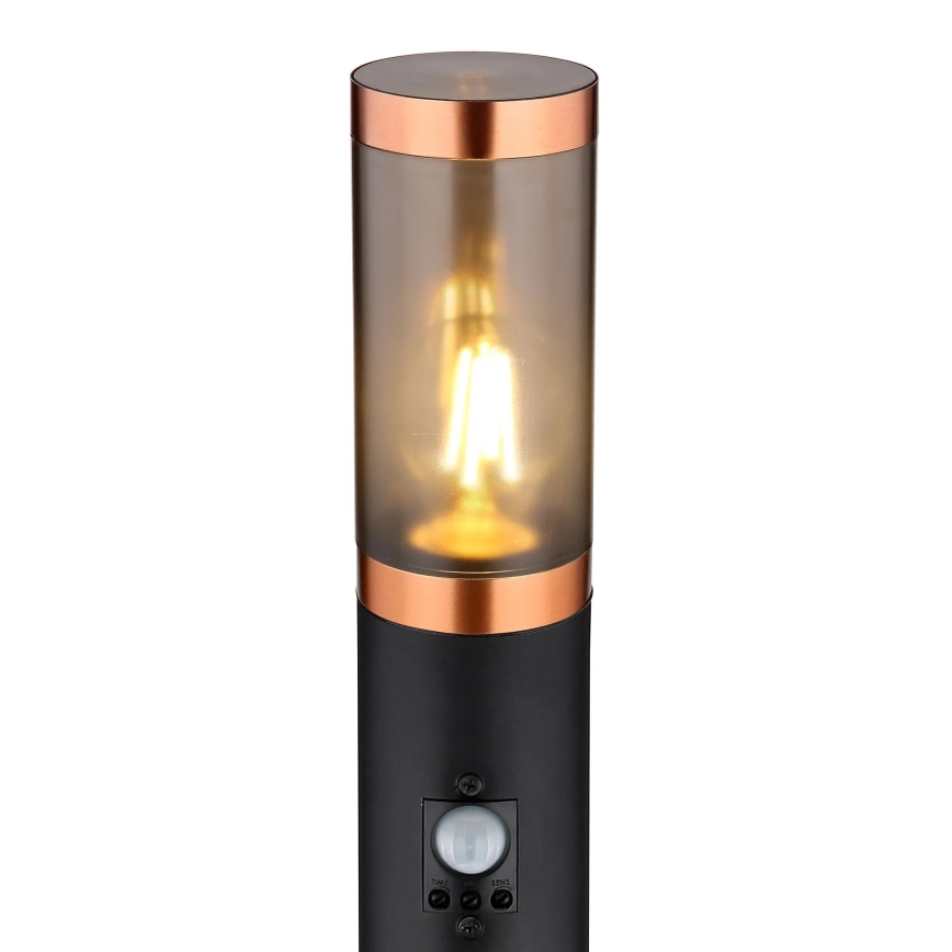 Globo - Lampa med sensor för utomhusbruk 1xE27/15W/230V IP44 110 cm svart/koppar