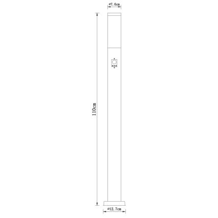 Globo - Lampa med sensor för utomhusbruk 1xE27/60W/230V 110 cm IP44