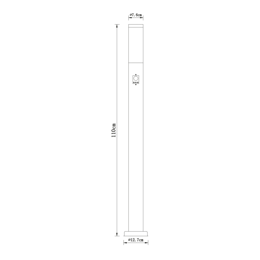 Globo - Lampa med sensor för utomhusbruk 1xE27/60W/230V 110 cm IP44