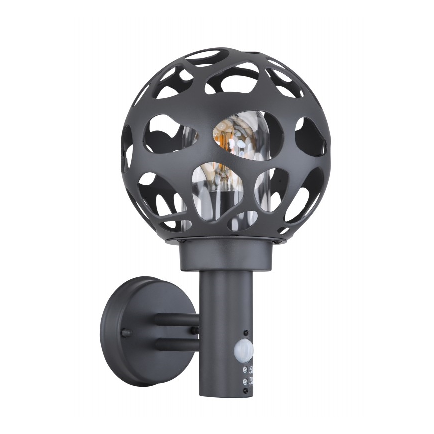 Globo - Utomhus vägglampa  med sensor  1xE27/15W/230V IP44