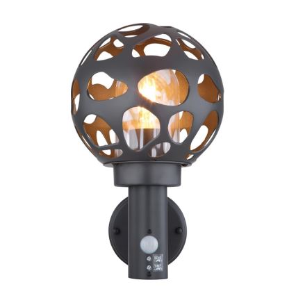 Globo - Utomhus vägglampa  med sensor  1xE27/15W/230V IP44