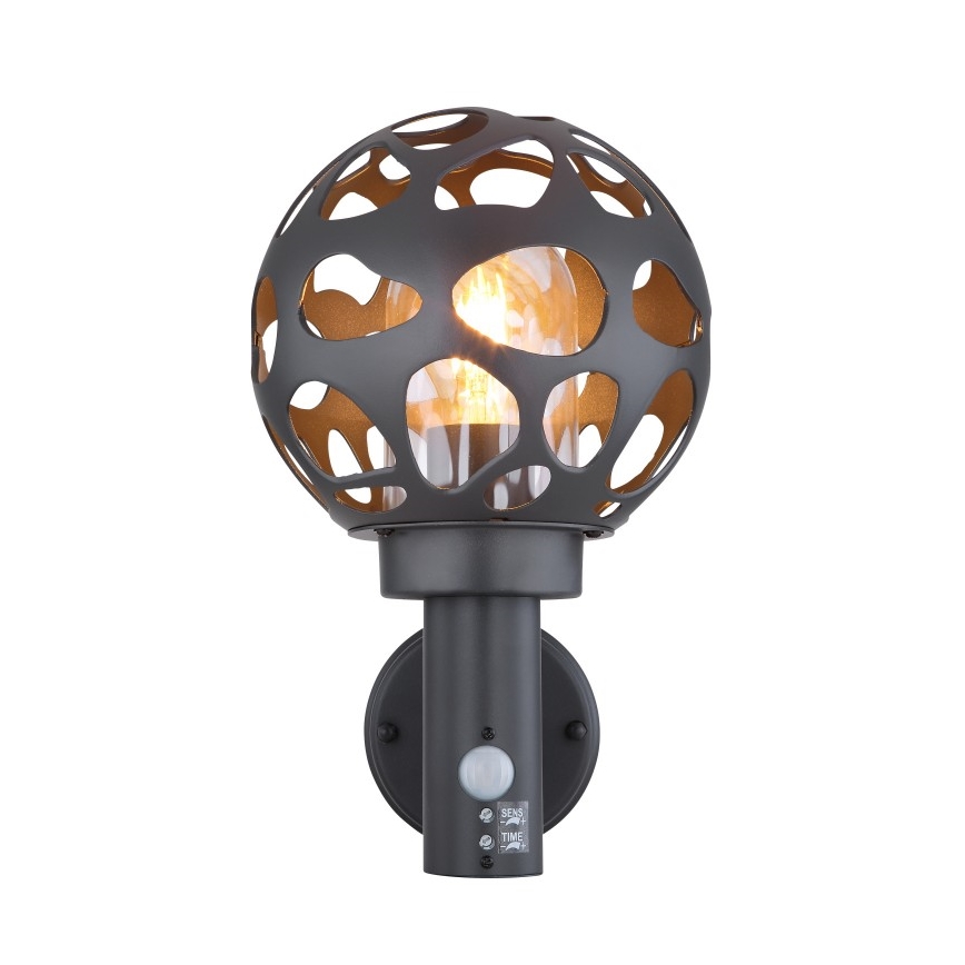Globo - Utomhus vägglampa  med sensor  1xE27/15W/230V IP44