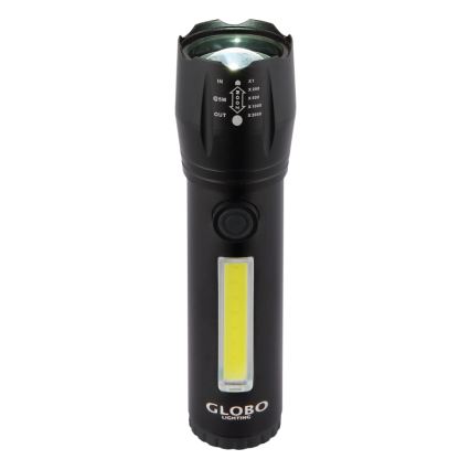 Globo - LED uppladdningsbar ficklampa LED/3W/5V + COB/3W 5500K 1200 mAh
