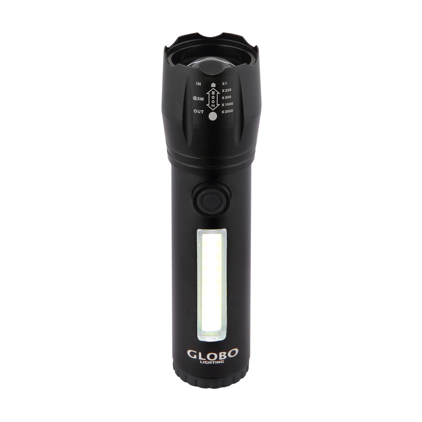 Globo - LED uppladdningsbar ficklampa LED/3W/5V + COB/3W 5500K 1200 mAh